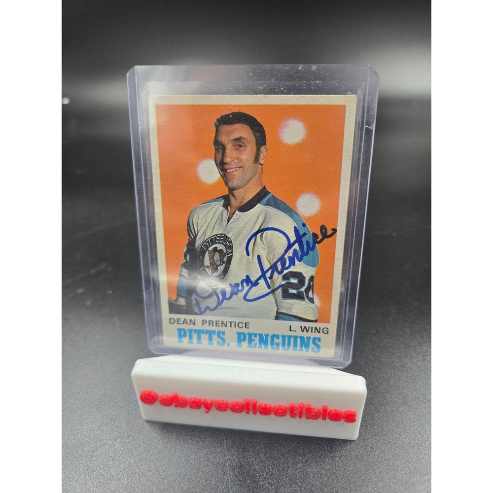 1970/71 O-PEE-CHEE NHL HOCKEY CARD #201 DEAN PRENTICE AUTO AUTOGRAPH OPC